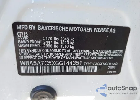 2016 BMW 528I xDrive from USA, damaged, VIN WBA5A7C5XGG144351